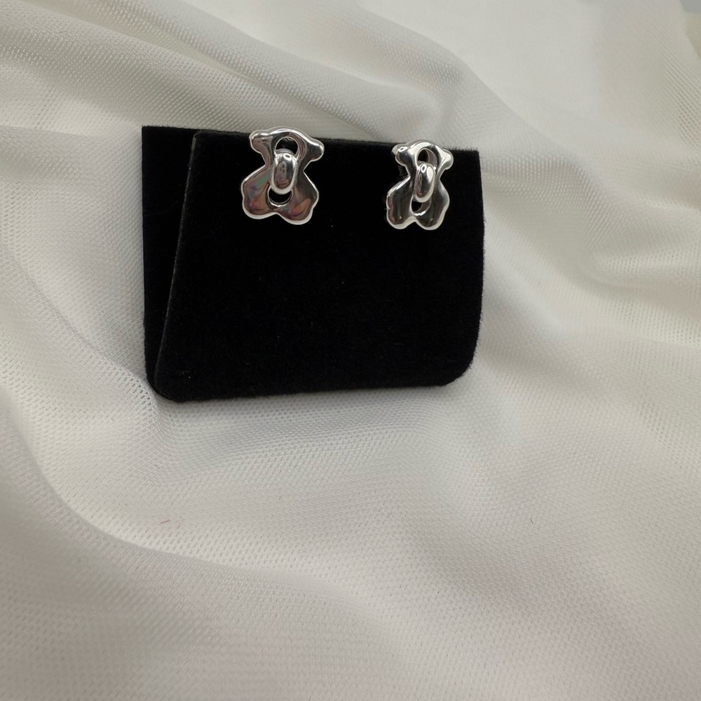 Silver Bear Shaped Earrings sterling silver 925 - Picture 7 of 8
